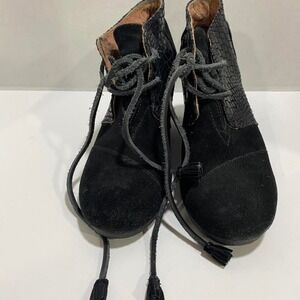 Tom's desert Black suede wedge ankle boots women 7. SKU480#ankleboots